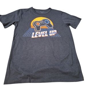 NWT Children's Place Dark Gray shortsleeve "LEVEL UP"  XL 14